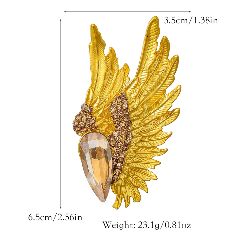 Broșă cu aripi din cristale, aliaj – unisex; corsaj, nasture pentru rever, nasture pentru șal; placare electrolitică; toamnă 2024