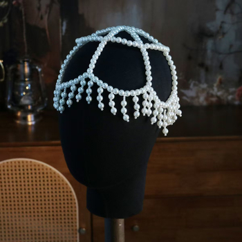 Xih sapka lánc kézzel kötött, imitációs gyöngyökkel, egzotikus stílus