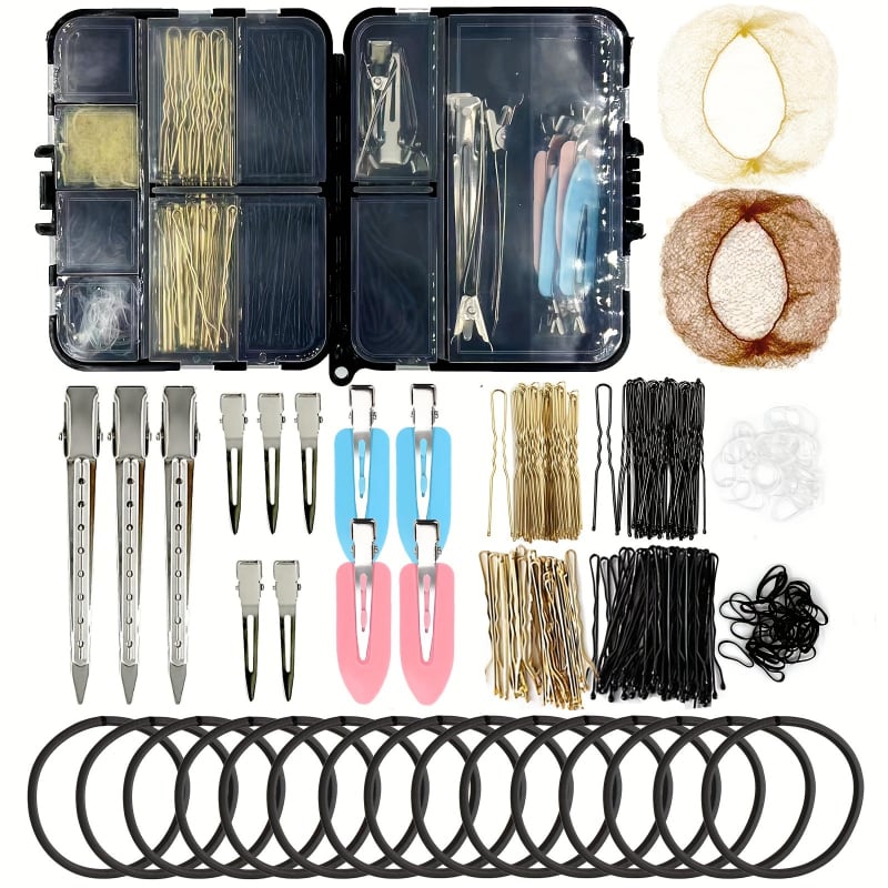 Putni set dodataka za kosu: kopče za kosu, gumice za kosu, mrežice za kosu za balet (Plastika, Qinmei marka, Stil: ženski, casual, Tehnologija obrade: pečenje boje)