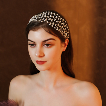 Hajpánt – kézzel készült gyöngyös, fonott menyasszonyi hajdísz, gyöngyökkel és kristályokkal, ötvözet • vintage • kézi kötés • Xuan yan • 2025 ősz