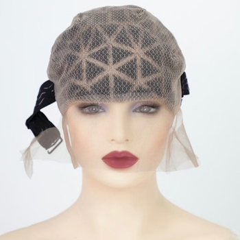 Rankų darbo plaukų tinklinė kepurė perukėms — pilnas galvos dangalas, nėrinių tinklo apačia, Fluttering in the Wind