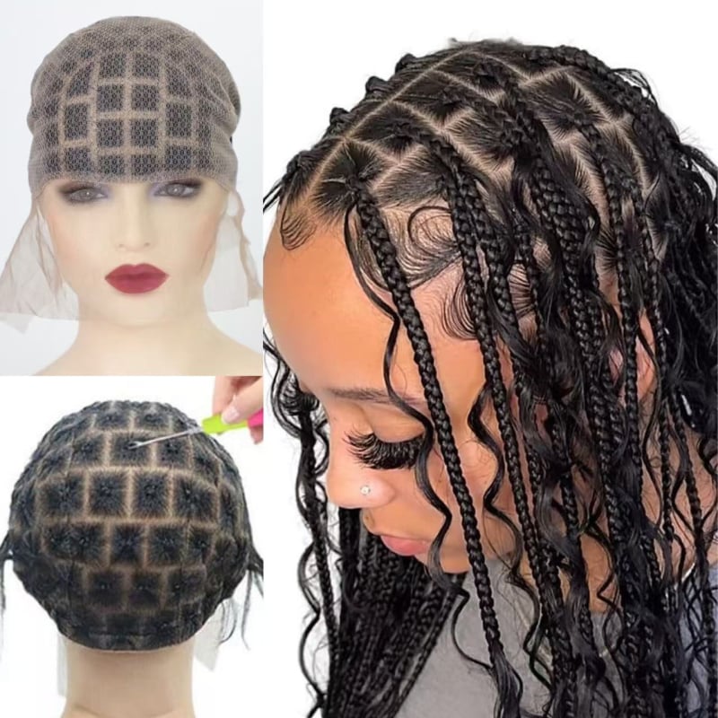 Rankų darbo plaukų tinklinė kepurė perukėms — pilnas galvos dangalas, nėrinių tinklo apačia, Fluttering in the Wind