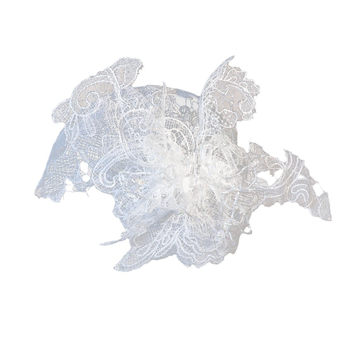 Esküvői csipkés gézkalap virágos fátyollal — Kézzel készített, retro stílus, LL-976, külön csomagolás