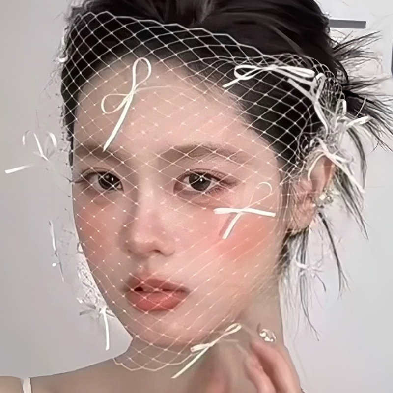 Menyasszonyi fejfedő hálós fátyollal és francia masnival, kézzel készített, esküvői kiegészítő, testreszabható, őszi 2025