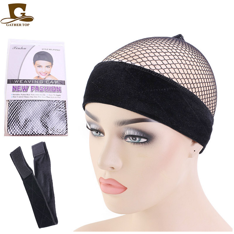 Paróka fejvédő bársony szalag nejlon hajhálóval, koreai stílus, állítható Velcro, hullámos dizájn