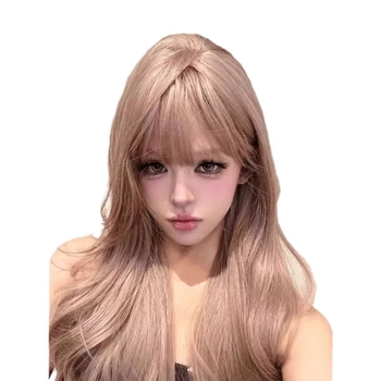 Hosszú göndör paróka fejkendővel, természetes megjelenés, fehérje szálból, nem festhető és nem permelhető