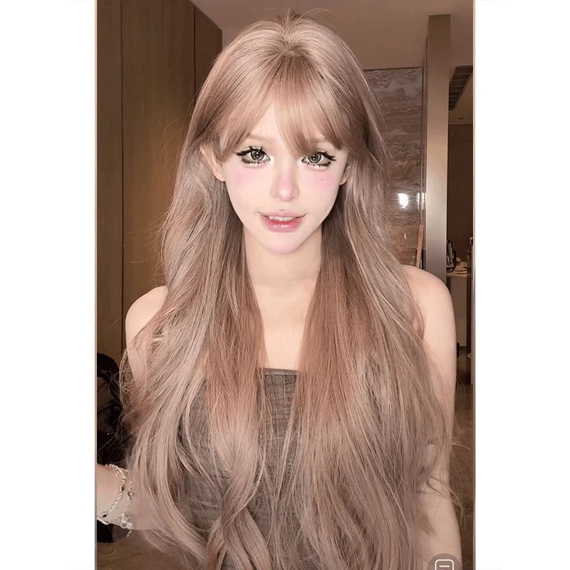 Hosszú göndör paróka fejkendővel, természetes megjelenés, fehérje szálból, nem festhető és nem permelhető