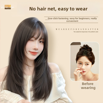 Női teljes paróka — hosszú egyenes haj, hőálló szintetikus szálak, egyenes tincs, mechanikus felépítés