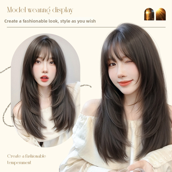 Női teljes paróka — hosszú egyenes haj, hőálló szintetikus szálak, egyenes tincs, mechanikus felépítés