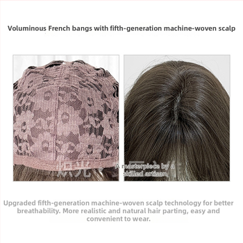 Hosszú göndör paróka természetes stílussal, modell G12, anyag: hőálló szálak, egyenes frufru