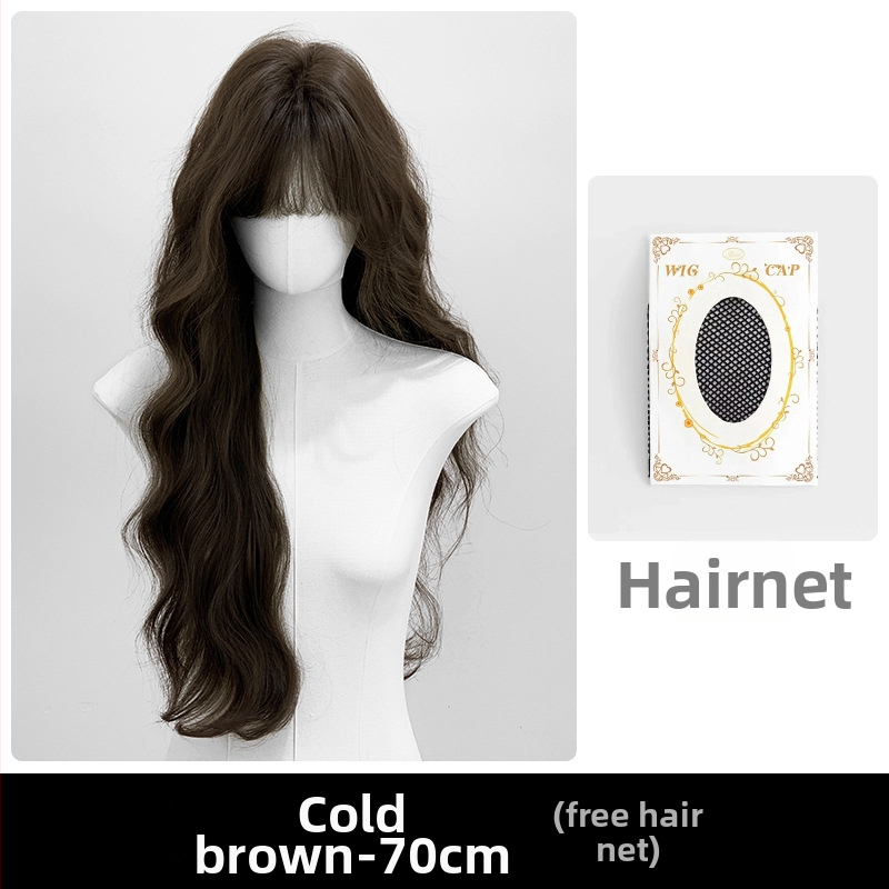 Hosszú göndör paróka természetes stílussal, modell G12, anyag: hőálló szálak, egyenes frufru