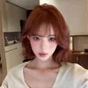 Moterų parūka, trumpa garbanota su kirpčiukais, Korėjos stiliaus, karščiui atsparūs pluoštai, lengvai užsidengiama, pilna paruka