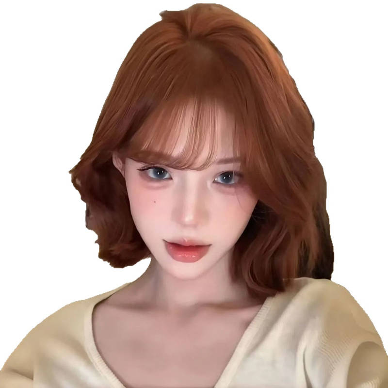 Moterų parūka, trumpa garbanota su kirpčiukais, Korėjos stiliaus, karščiui atsparūs pluoštai, lengvai užsidengiama, pilna paruka