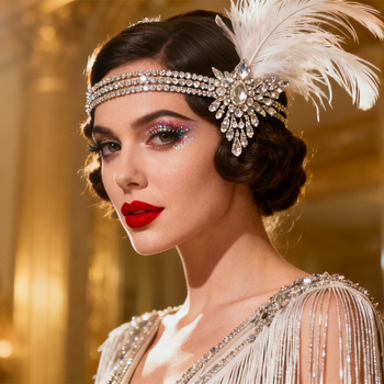 Tollas hajlánc rhinestone-kiegészítő, Gatsby-stílusú vintage (Anyag: Rhinestone; Stílus: Vintage; Feldolgozás: Elektroplating; Csomagolás: Egyedi csomagolás; Kiadás: 2025 ősz)