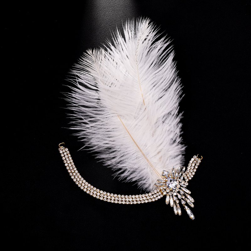 Tollas hajlánc rhinestone-kiegészítő, Gatsby-stílusú vintage (Anyag: Rhinestone; Stílus: Vintage; Feldolgozás: Elektroplating; Csomagolás: Egyedi csomagolás; Kiadás: 2025 ősz)