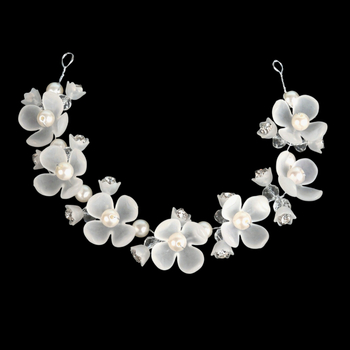 Kézzel készített gyöngy virág hajdísz kínai stílusban, kézi kötésű, gyöngy anyag, egyedi csomagolás, tavasz 2025