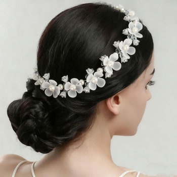 Kézzel készített gyöngy virág hajdísz kínai stílusban, kézi kötésű, gyöngy anyag, egyedi csomagolás, tavasz 2025