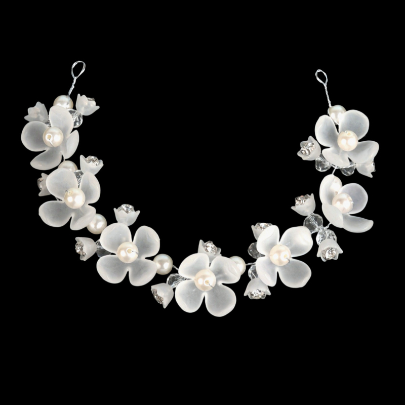 Kézzel készített gyöngy virág hajdísz kínai stílusban, kézi kötésű, gyöngy anyag, egyedi csomagolás, tavasz 2025