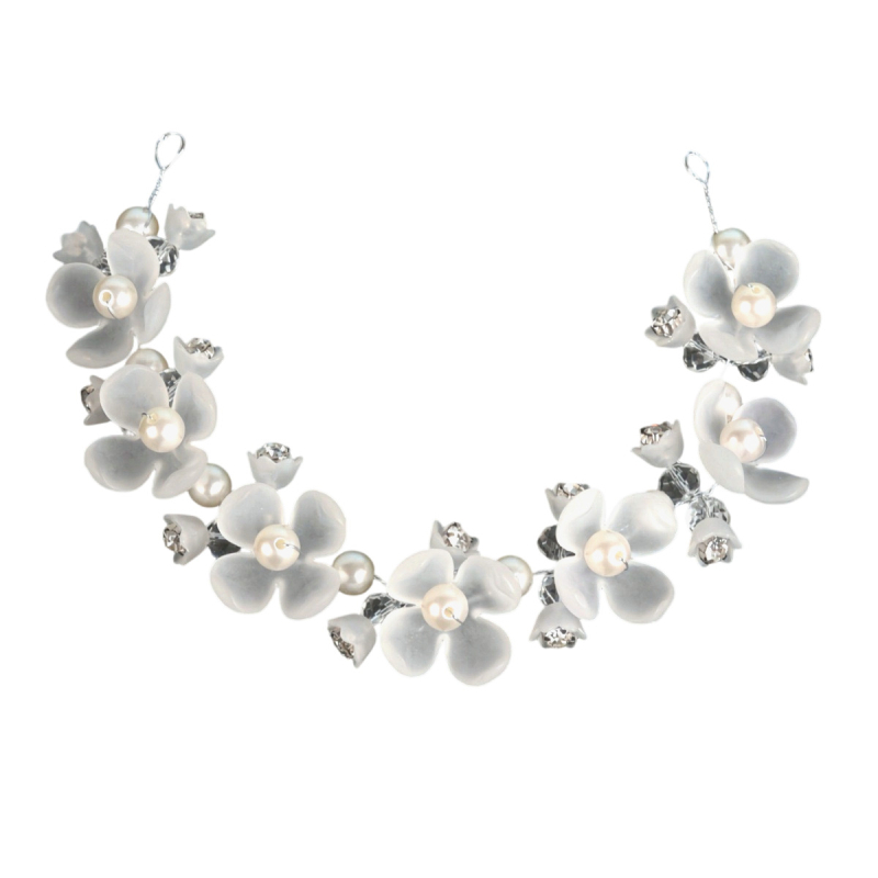 Kézzel készített gyöngy virág hajdísz kínai stílusban, kézi kötésű, gyöngy anyag, egyedi csomagolás, tavasz 2025