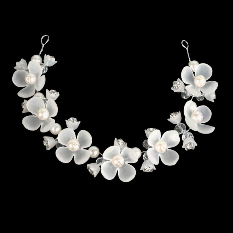 Kézzel készített gyöngy virág hajdísz kínai stílusban, kézi kötésű, gyöngy anyag, egyedi csomagolás, tavasz 2025