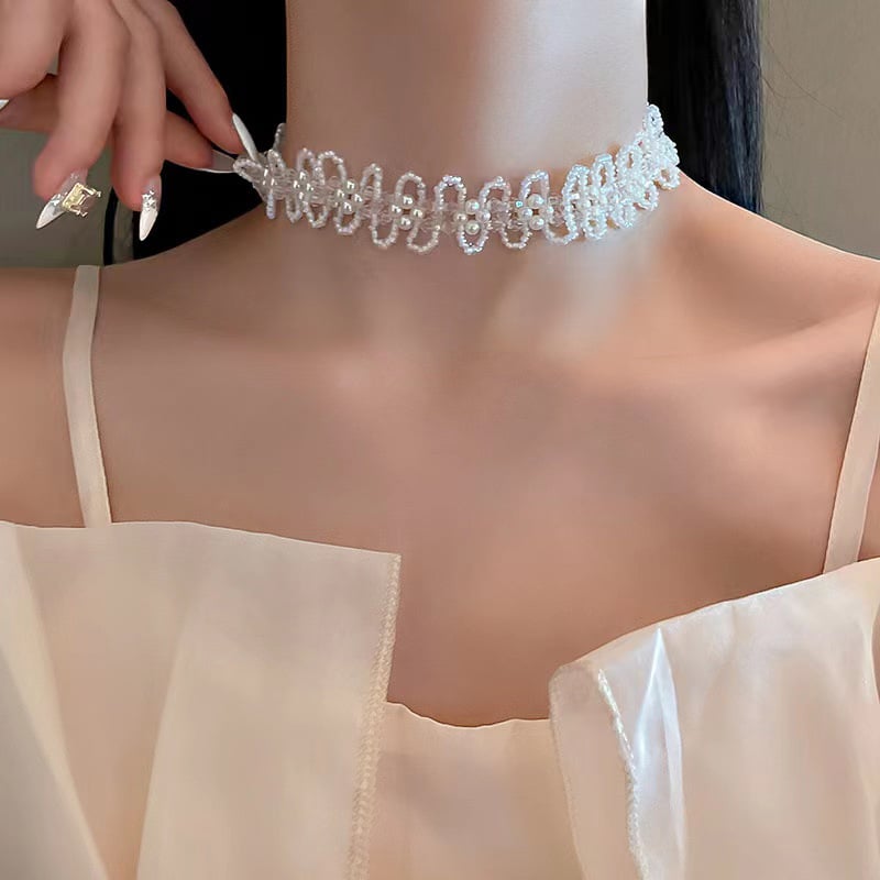 Koreai stílusú kristályos hajpánt, csipkés masnival