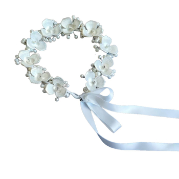 Koreai stílusú ötvözet virágos hajdísz, kockás mintával, esküvői kiegészítő