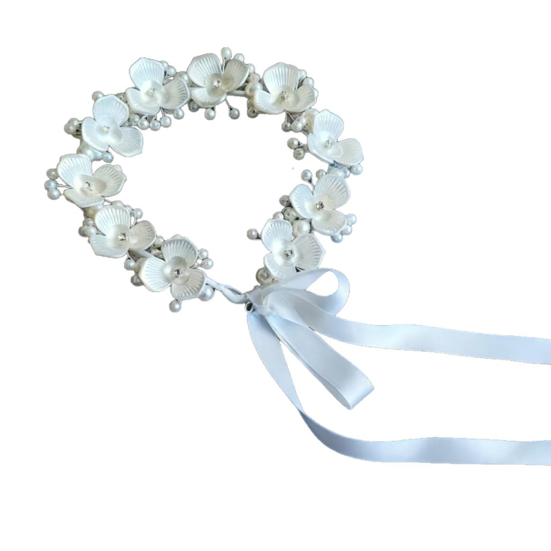 Koreai stílusú ötvözet virágos hajdísz, kockás mintával, esküvői kiegészítő