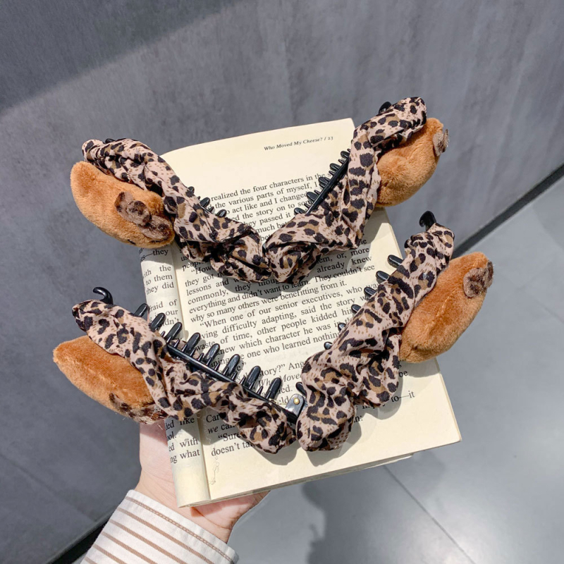Banana klips za kosu - leopard uzorak, ručno izrađeno, poliester, za žene