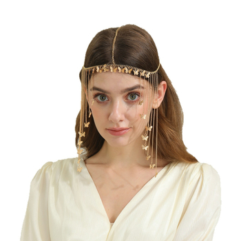 Ötvözetből készült hajdísz tollakkal és pillangó medállal, bohem menyasszonyi hajpánt • Anyag: ötvözet • Stílus: elegáns, bojt • Feldolgozás: elektroplakolás • Csomagolás: egyenként csomagolt • Megjelenés: 2025 ősz