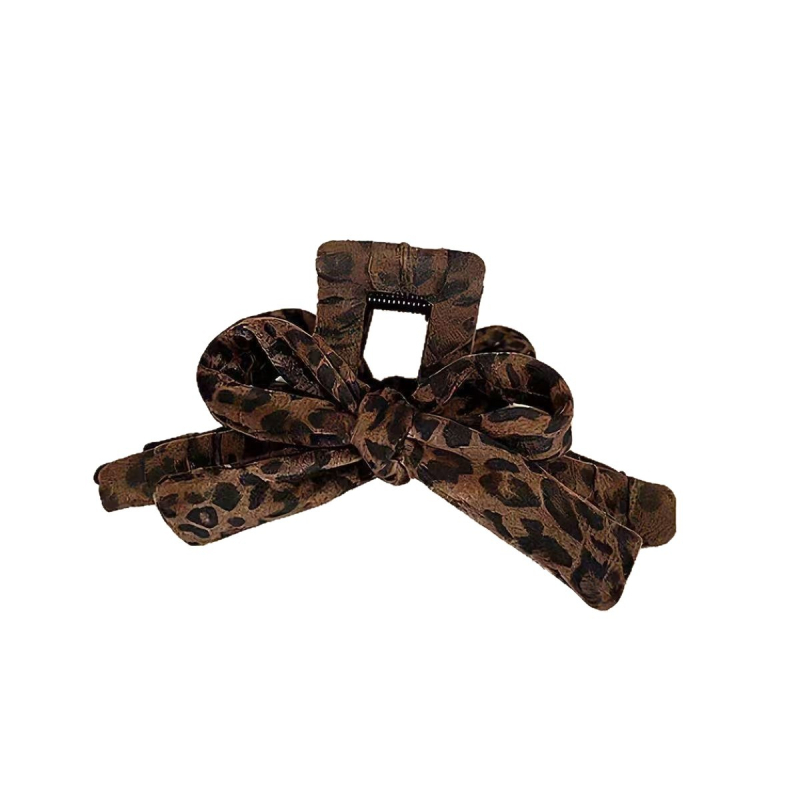 Leopard print štipaljka za kosu (gripper shark clip) za žene — ručno izrađeno, mješavina materijala, dodatak za frizuru, jesen 2025