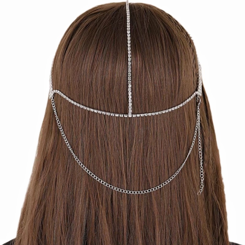 Čelenka od zlitine s kristalima, višeslojna čelna lančeta s resicama, ženski etnički stil, Cen Fan Accessories, mogućnost prilagodbe