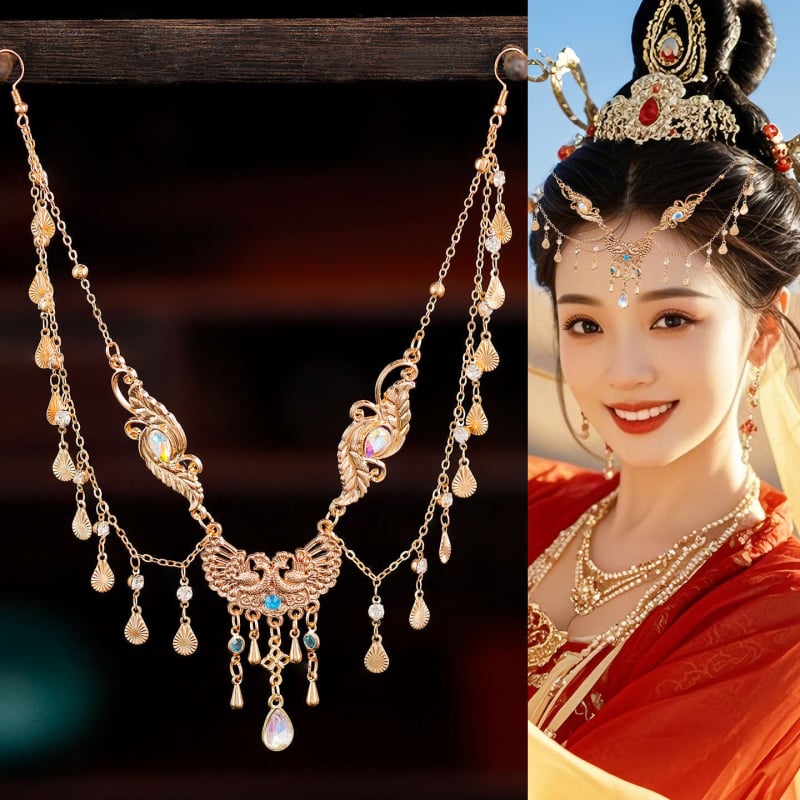 Starinski stil Hanfu: ukras za kosu od legure, čelni ornament za djevojke, elegantan i svestran za Dunhuanske putne fotografije