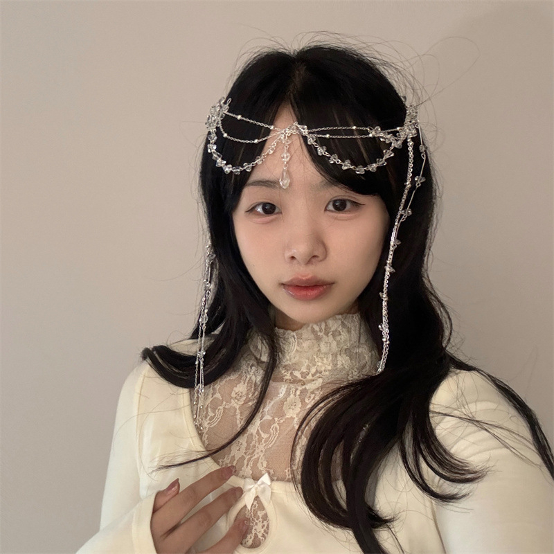 Višeslojna Hanfu diadema za glavu s kristalima, egzotični japansko-korejski stil, elektroplatiranje, individualno pakiranje, izlazak jeseni 2024