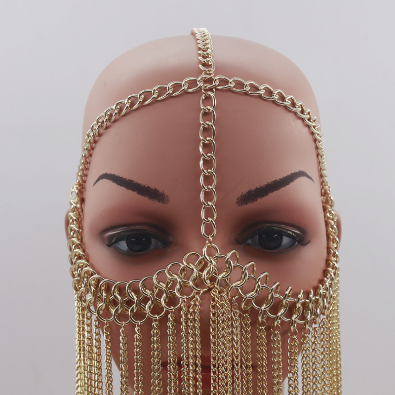 Női fejlánc fém tassel, alumínium 8-as alakú lánccal, indián stílusú díszítő fejékszer, elektroplatált felülettel