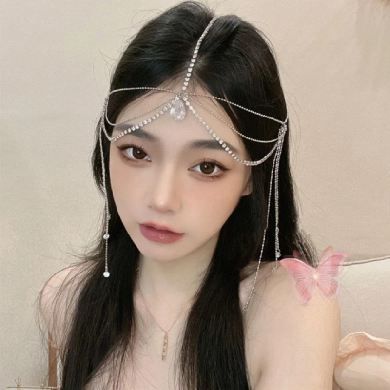 Bohemia többrészes fejfedő lánc flitterekkel — Fém, kézzel készített, egyedi csomagolás, 2024 ősze