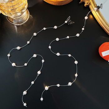 Метален клип за коса с перлена верига и пеперуда, ръчна изработка, дамски аксесоар за глава