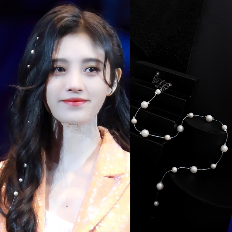 Метален клип за коса с перлена верига и пеперуда, ръчна изработка, дамски аксесоар за глава