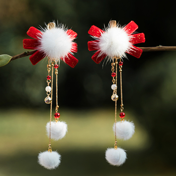 Clamă pentru păr Hanfu pentru copii, pluș, lucrată manual, clips lateral, stil antic