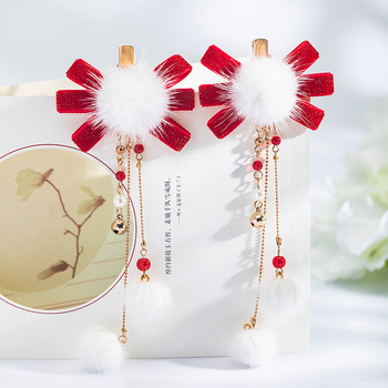 Clamă pentru păr Hanfu pentru copii, pluș, lucrată manual, clips lateral, stil antic