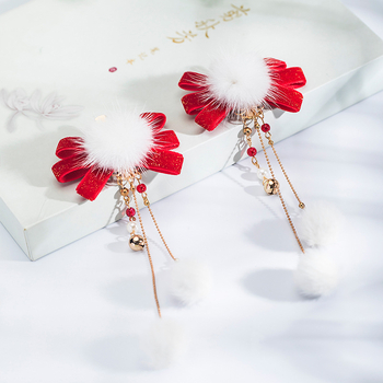 Clamă pentru păr Hanfu pentru copii, pluș, lucrată manual, clips lateral, stil antic