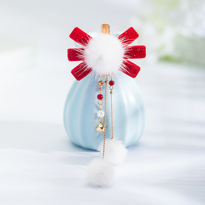 Clamă pentru păr Hanfu pentru copii, pluș, lucrată manual, clips lateral, stil antic