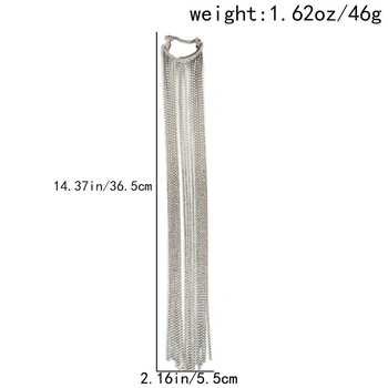 PU anyagú hajcsat bojtokkal és hosszú lánccal, kristályos kövek, elektrolitikus bevonattal, egyedi csomagolás