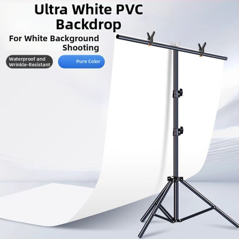 Baltas PVC fono plokštė su stovu – still life nuotraukoms