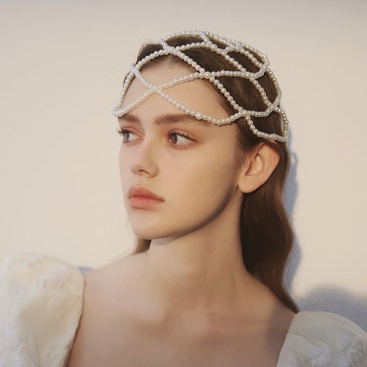 Kézzel készített hálós műgyöngyös tassel hajdísz nőknek, vintage elegáns menyasszonyi hajékszer, egyedi csomagolás, Nyár 2025 kollekció