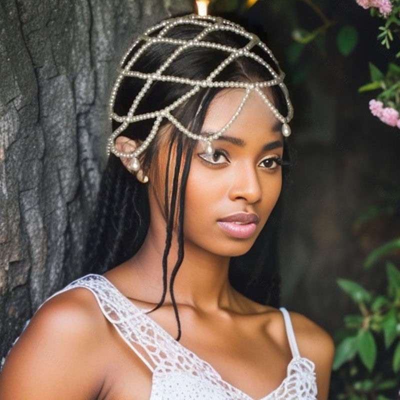 Kézzel készített hálós műgyöngyös tassel hajdísz nőknek, vintage elegáns menyasszonyi hajékszer, egyedi csomagolás, Nyár 2025 kollekció