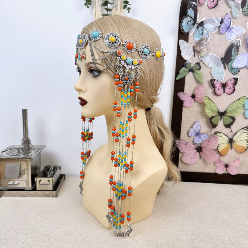 Ötvözetből készült mongol fejfedő – etnikus stílus, elektroplakált bevonat, 2025 nyár