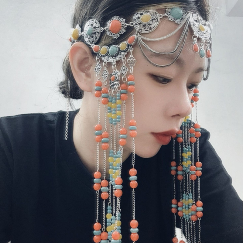 Ötvözetből készült mongol fejfedő – etnikus stílus, elektroplakált bevonat, 2025 nyár