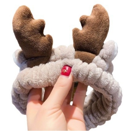 Δύο σετ κεφαλοδέτες unisex για πλύσιμο προσώπου και μακιγιάζ, καρό μοτίβο, σχήμα ζώου/ζωδίου