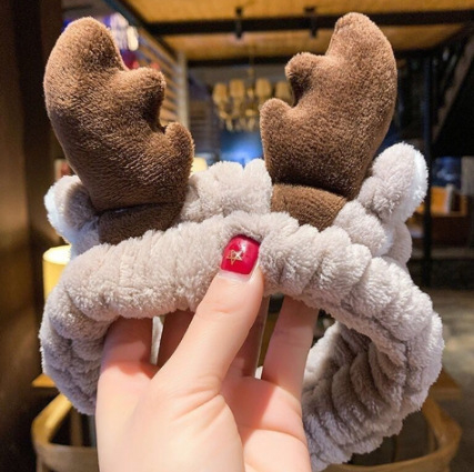 Δύο σετ κεφαλοδέτες unisex για πλύσιμο προσώπου και μακιγιάζ, καρό μοτίβο, σχήμα ζώου/ζωδίου