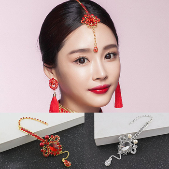 Retro kínai stílusú női fejfedő virágmotívummal és kristályokkal, cinkötvözetből, elektroplattázott felülettel